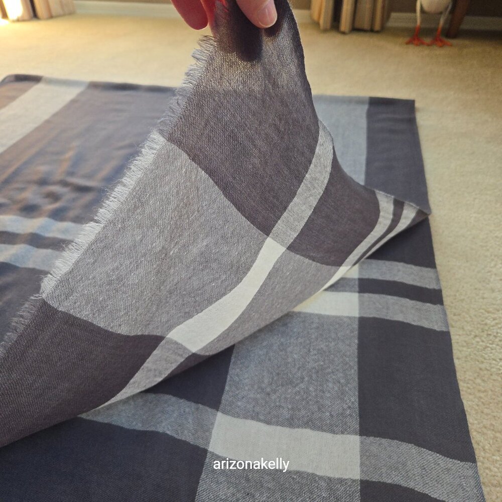NWOT Beck Sondergaard Wool Scarf Grey Plaid - Picture 8 of 10